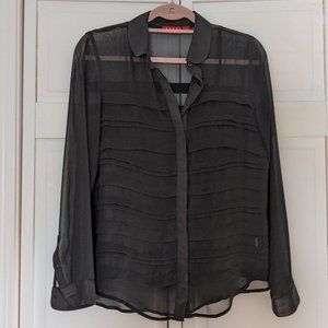 Elle Black Sheer Striped Button Down